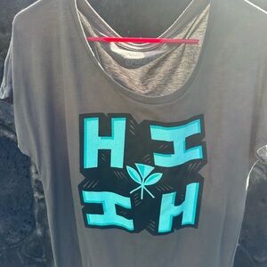 Hawaii's Finest Gray Tee with Teal Print